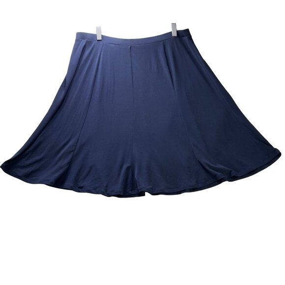 LIZ CLAIBORNE Women's Darkest Sky Blue A-Line Skirt Size Polyester Stretch L - Picture 10 of 12